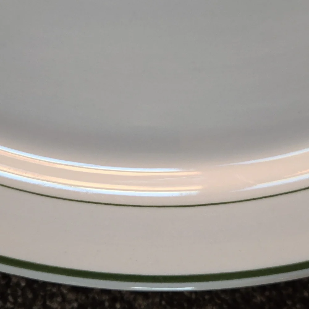 Vintage Restaurant Ware Platter White w/ Green Stripe Caribe Puerto Rico USA